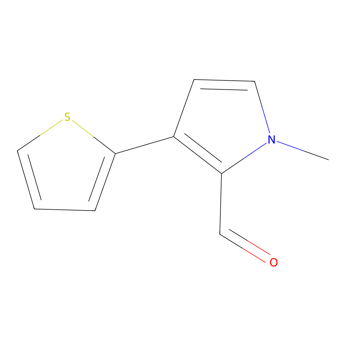 1-Methyl-3-(thiophen-2-yl)-1H-pyrrole-2-carbaldehyde molecular structure, CAS 2059998-85-3