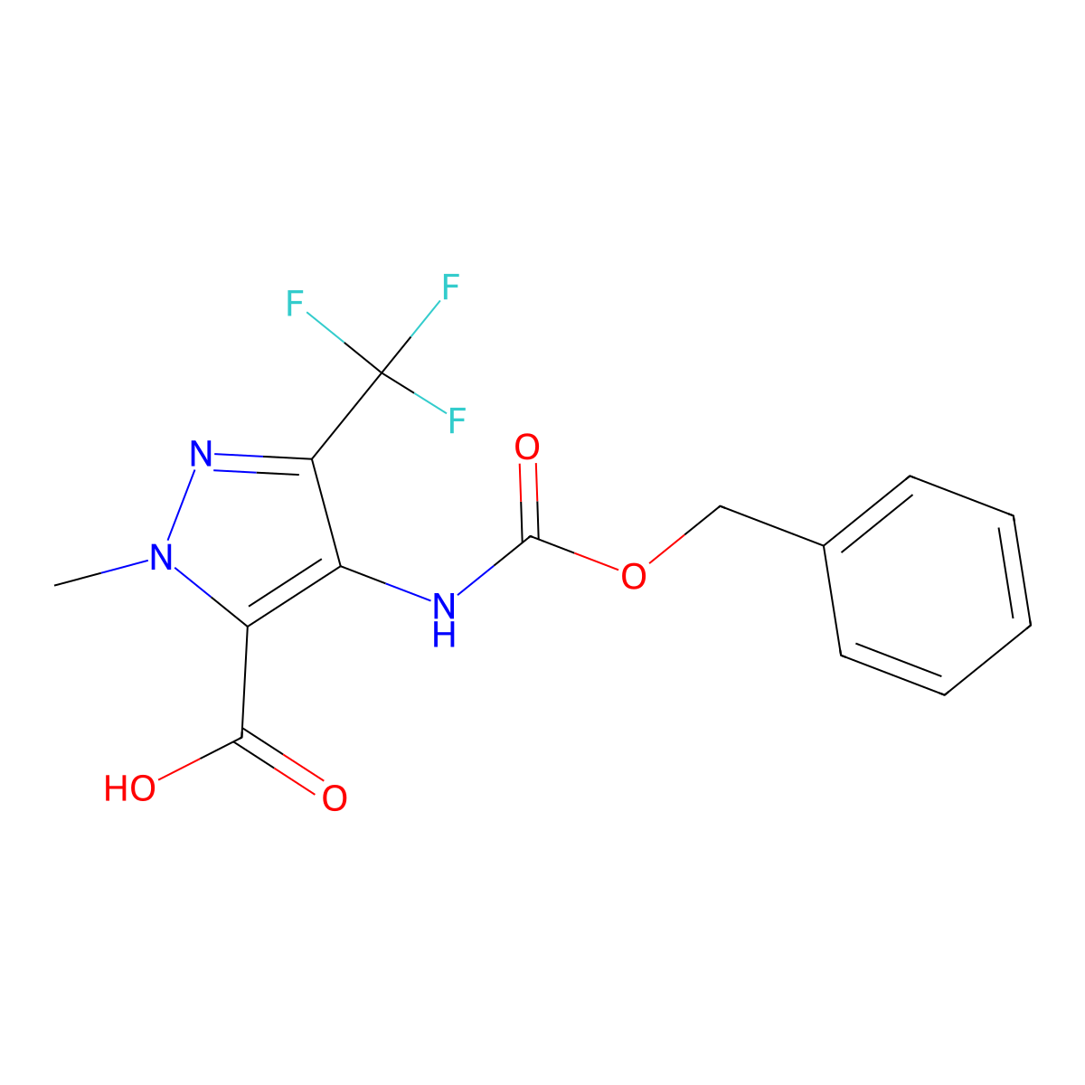 4-{[(benzyloxy)carbonyl]amino}-1-methyl-3-(trifluoromethyl)-1H-pyrazole-5-carboxylic acid molecular structure, CAS 2059998-89-7