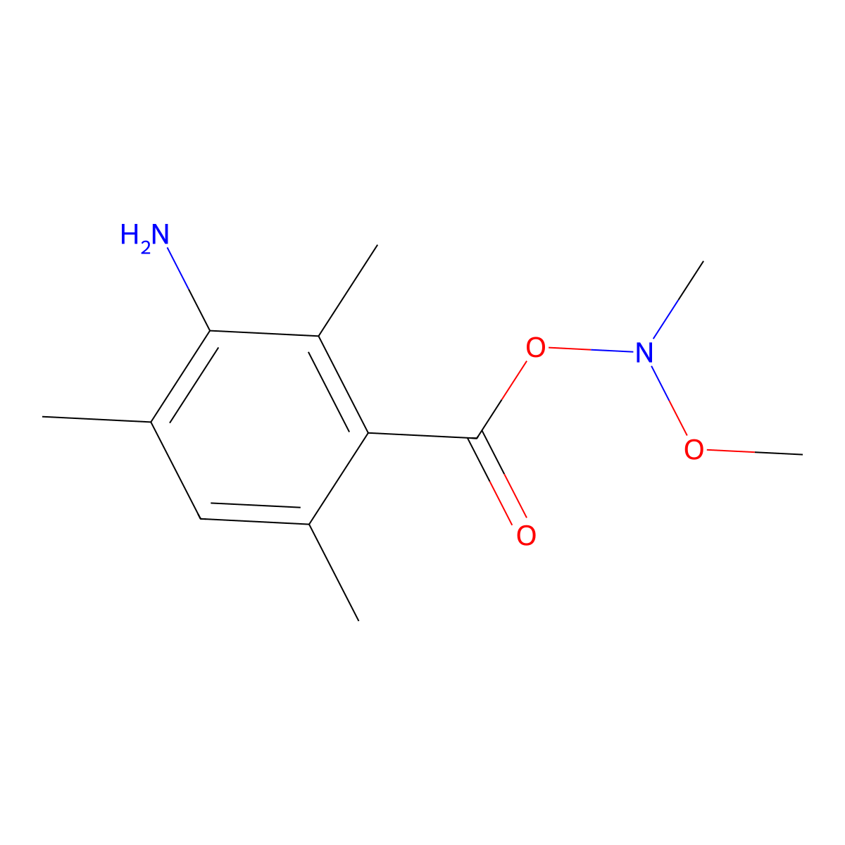 Methoxy(methyl)amino 3-amino-2,4,6-trimethylbenzoate molecular structure, CAS 2059999-02-7