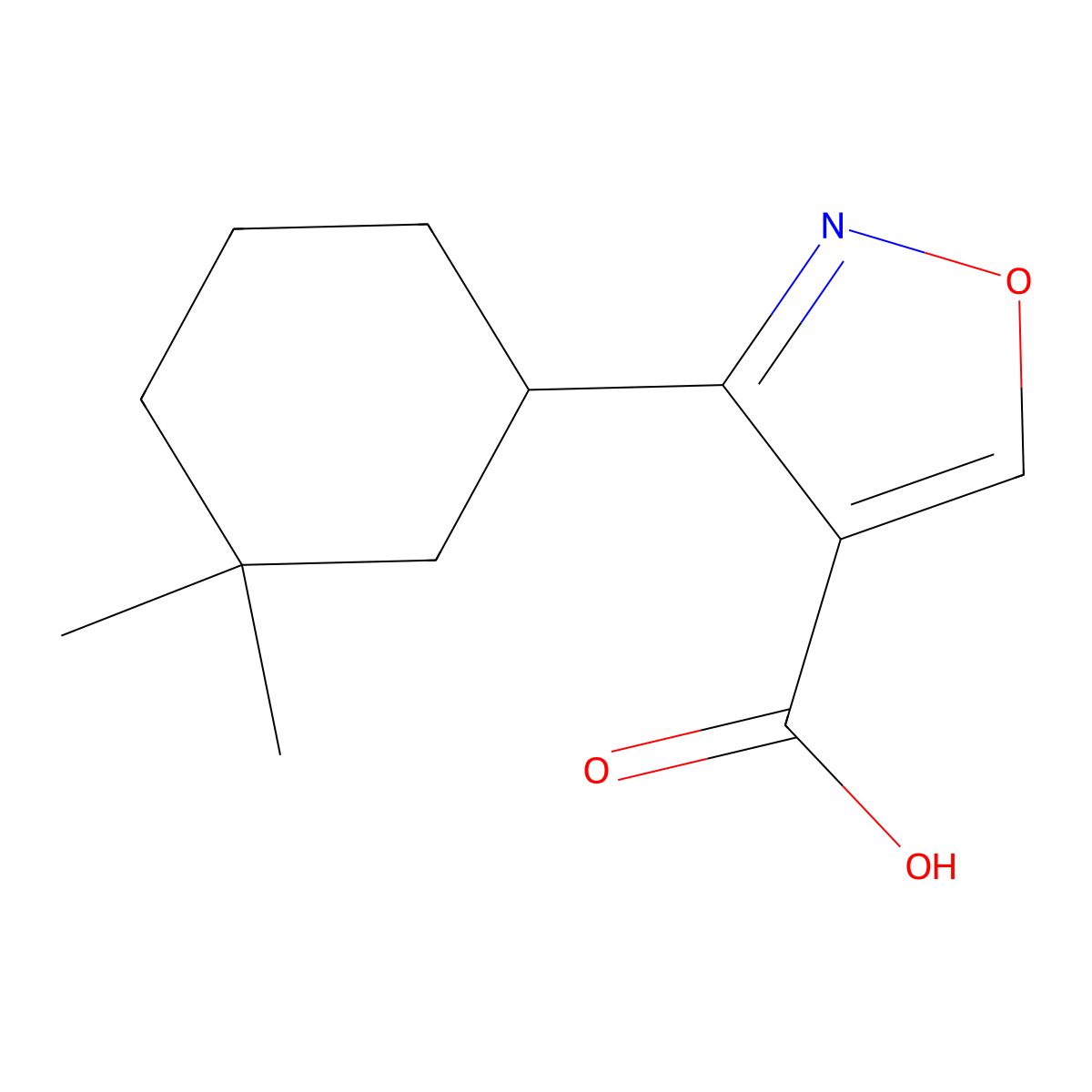 3-(3,3-Dimethylcyclohexyl)-1,2-oxazole-4-carboxylic acid molecular structure, CAS 2059999-07-2