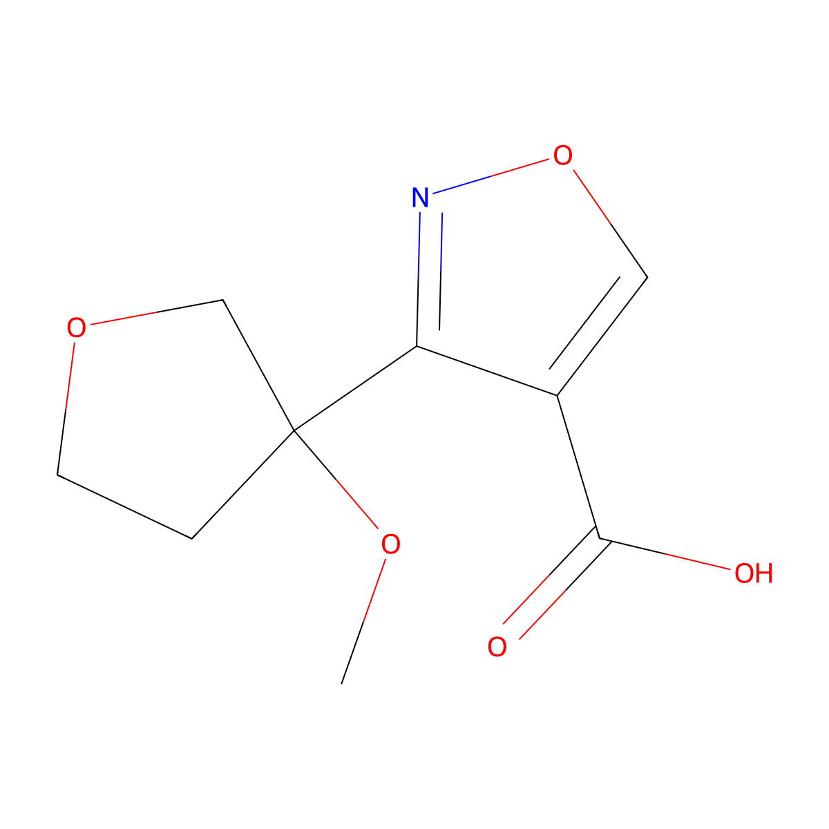 3-(3-Methoxyoxolan-3-yl)-1,2-oxazole-4-carboxylic acid molecular structure, CAS 2059999-09-4