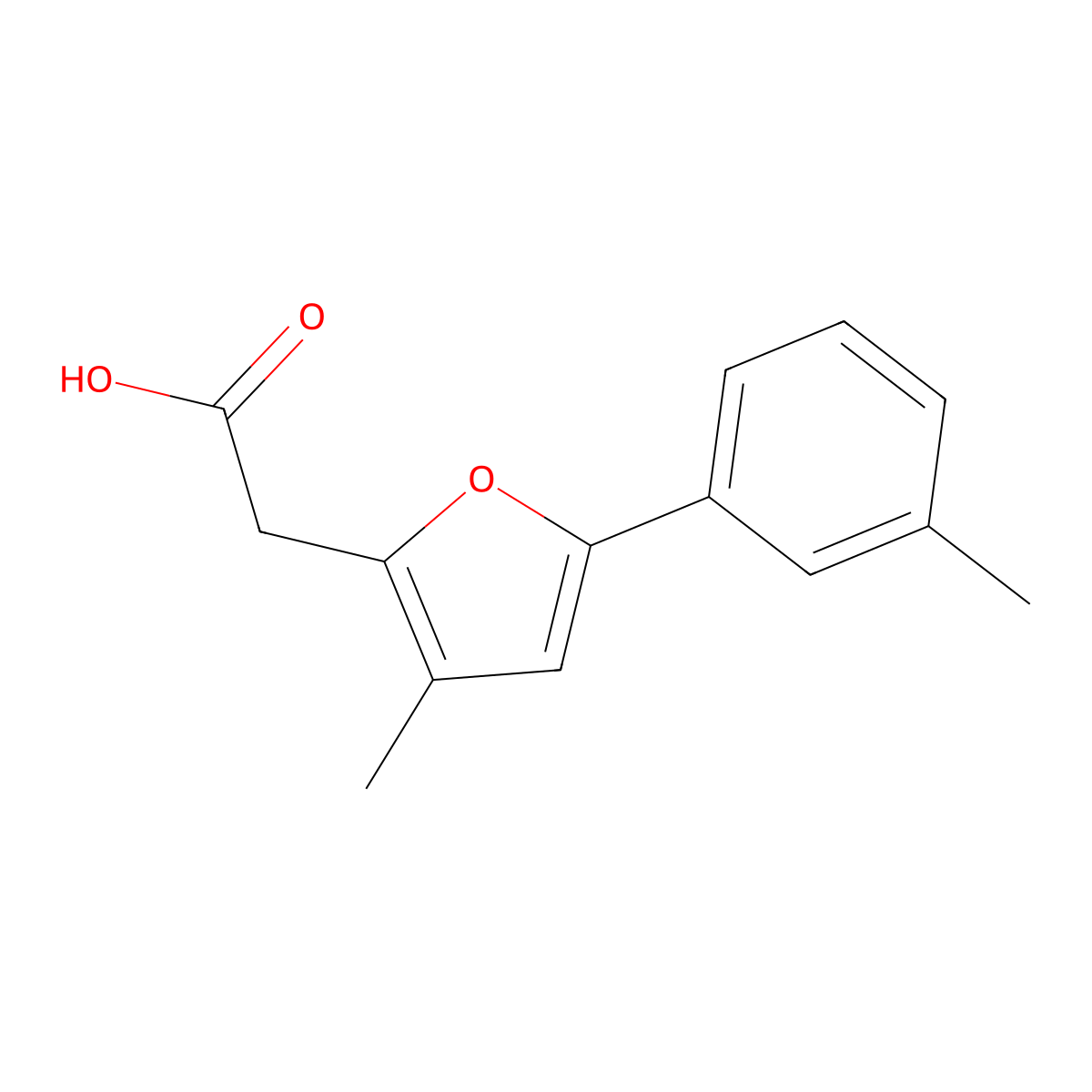 2-[3-Methyl-5-(3-methylphenyl)furan-2-yl]acetic acid molecular structure, CAS 2059999-10-7