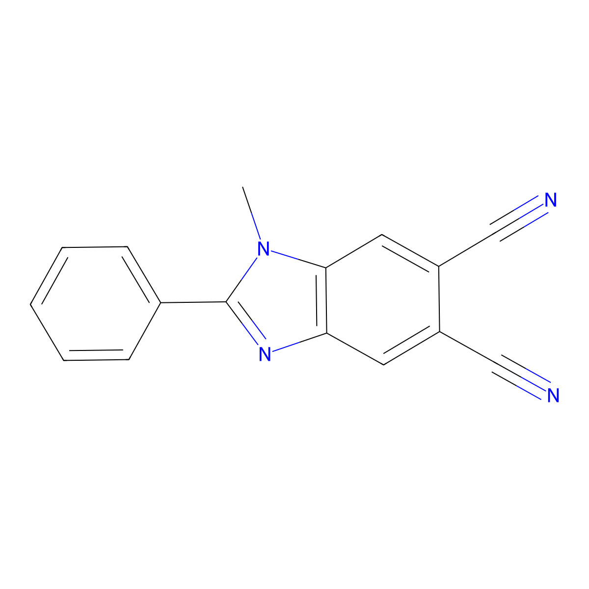 1-Methyl-2-phenyl-1H-1,3-benzodiazole-5,6-dicarbonitrile molecular structure, CAS 2059999-16-3