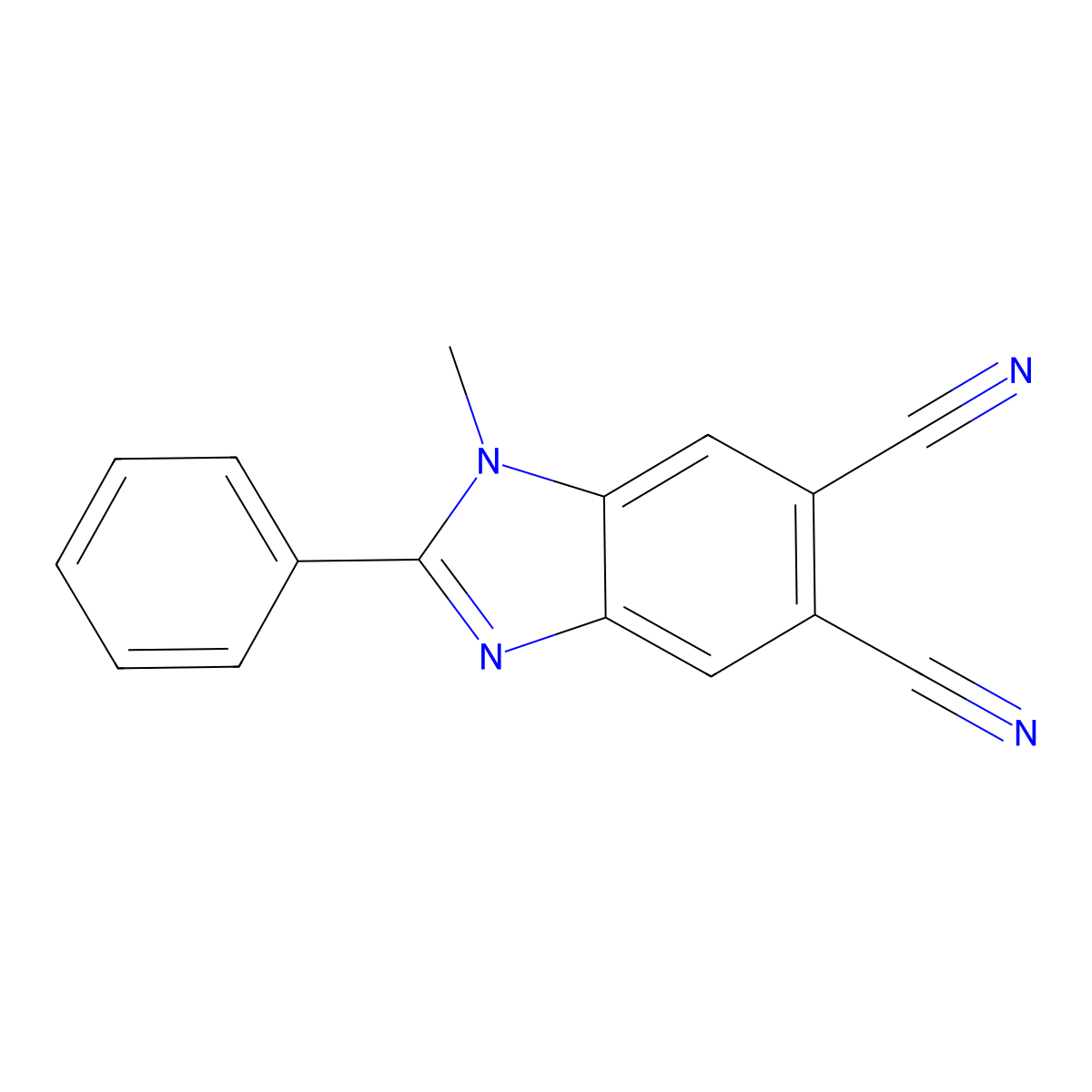1-Methyl-2-phenyl-1H-1,3-benzodiazole-5,6-dicarbonitrile molecular structure, CAS 2059999-16-3
