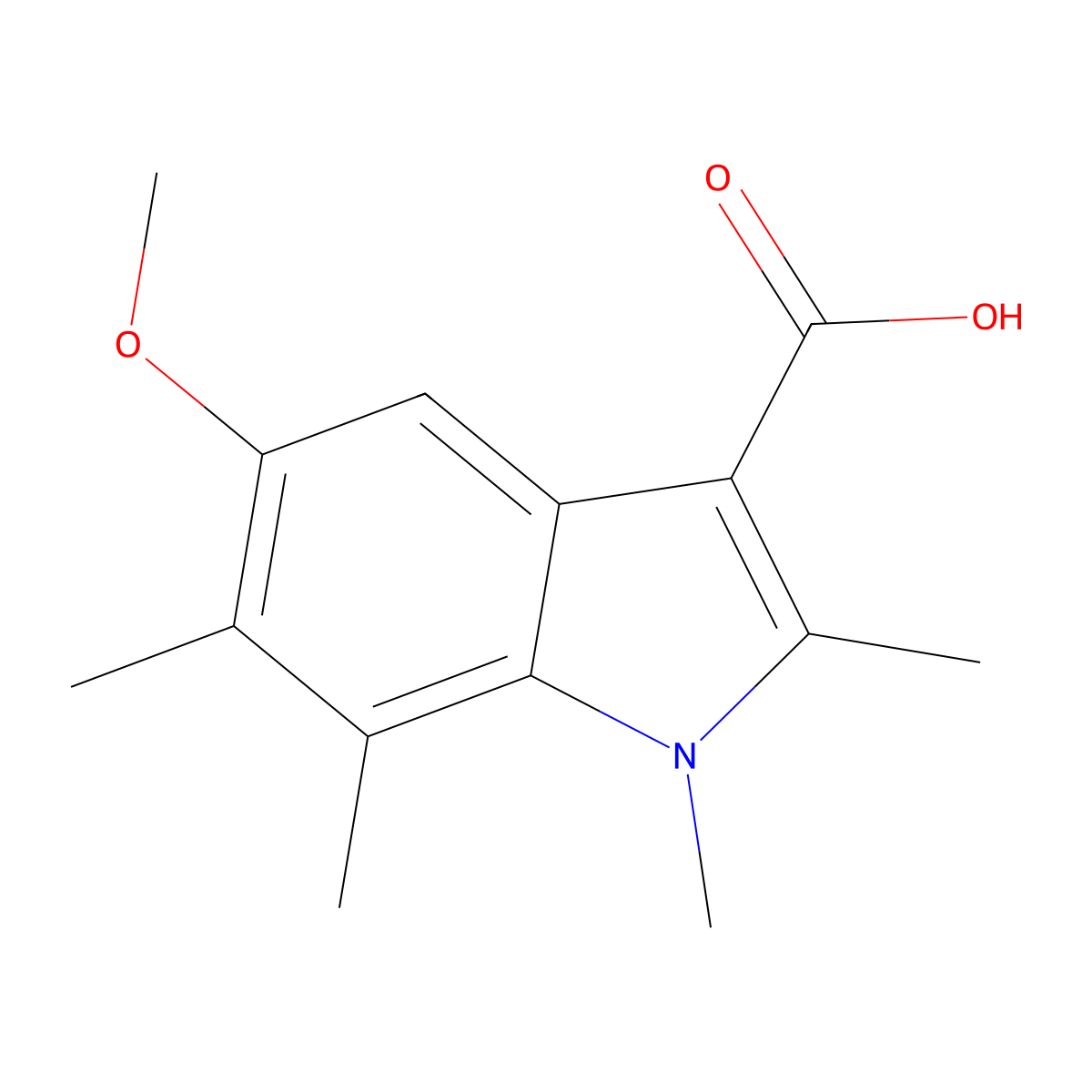 5-Methoxy-1,2,6,7-tetramethyl-1H-indole-3-carboxylic acid molecular structure, CAS 2059999-19-6