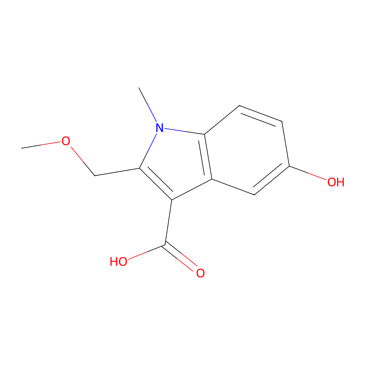 5-Hydroxy-2-(methoxymethyl)-1-methyl-1H-indole-3-carboxylic acid molecular structure, CAS 2059999-22-1