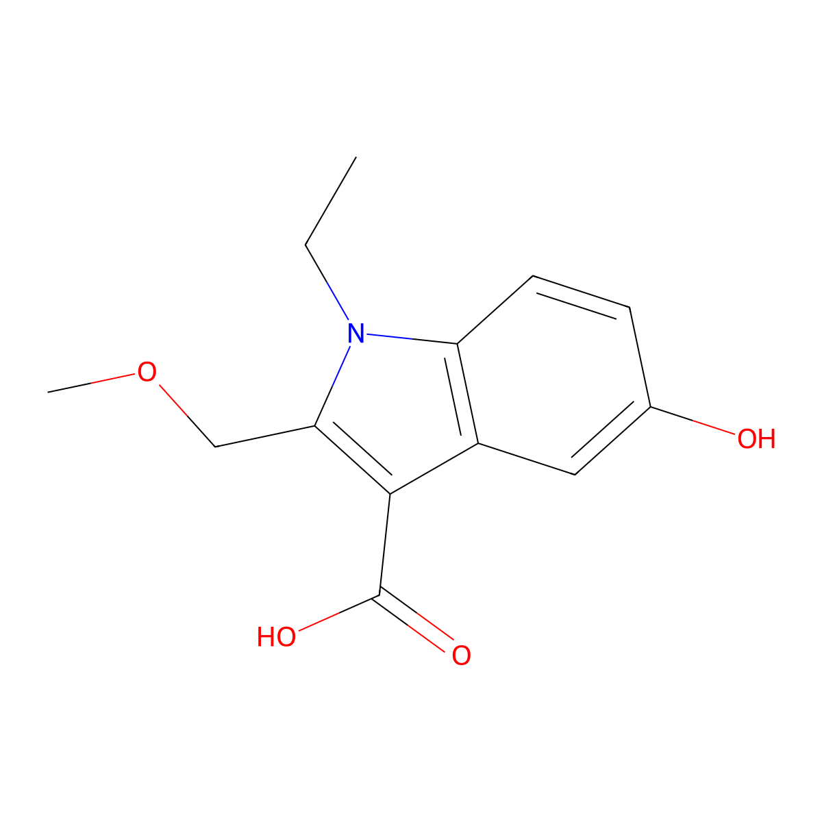 1-Ethyl-5-hydroxy-2-(methoxymethyl)-1H-indole-3-carboxylic acid molecular structure, CAS 2059999-23-2