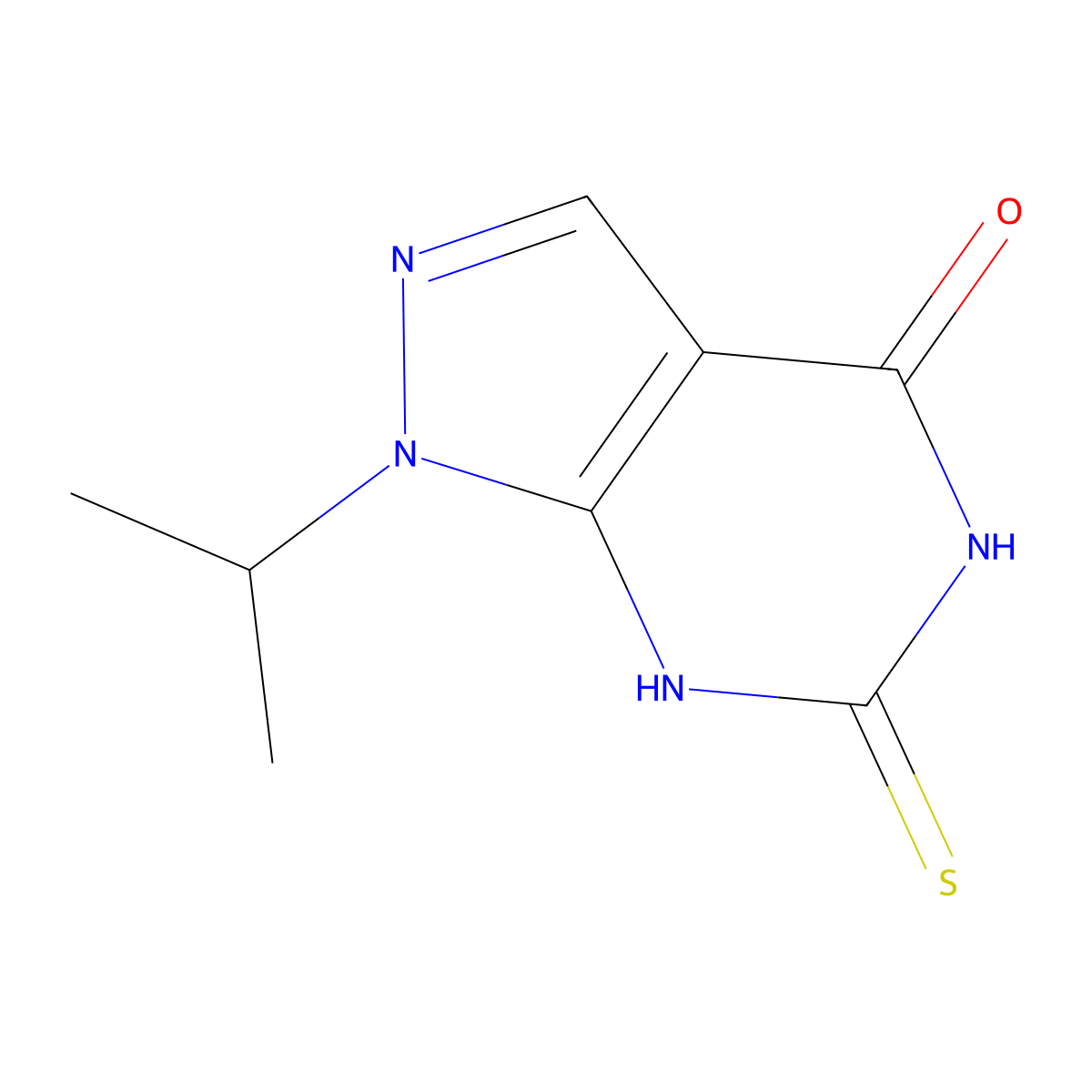 1-(Propan-2-yl)-6-sulfanyl-1H,4H,7H-pyrazolo[3,4-d]pyrimidin-4-one molecular structure, CAS 2059999-27-6