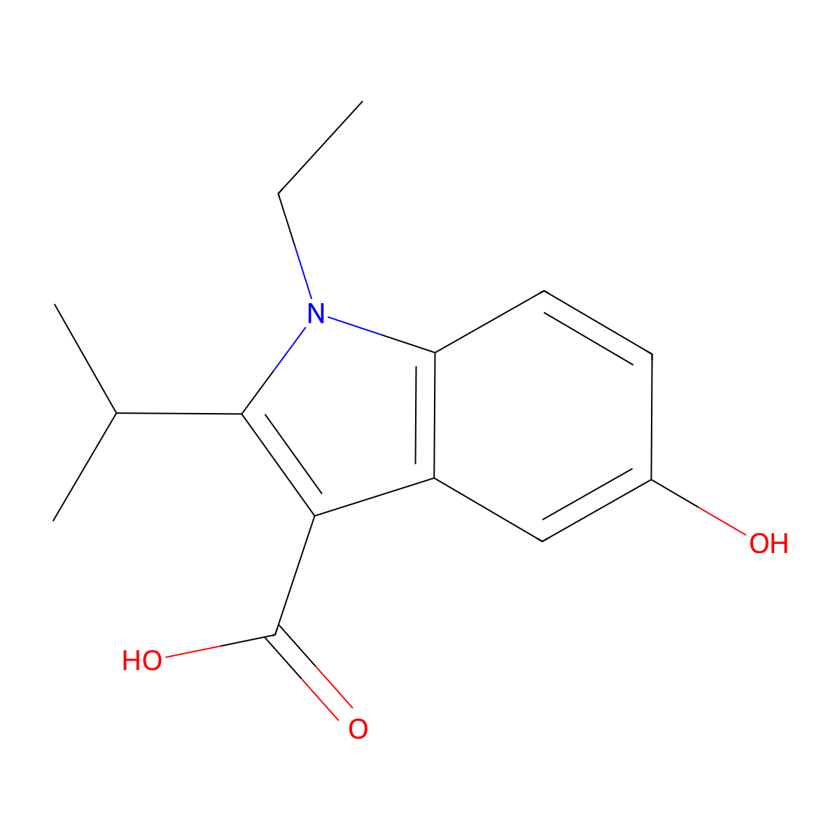 1-Ethyl-5-hydroxy-2-(propan-2-yl)-1H-indole-3-carboxylic acid molecular structure, CAS 2059999-29-8