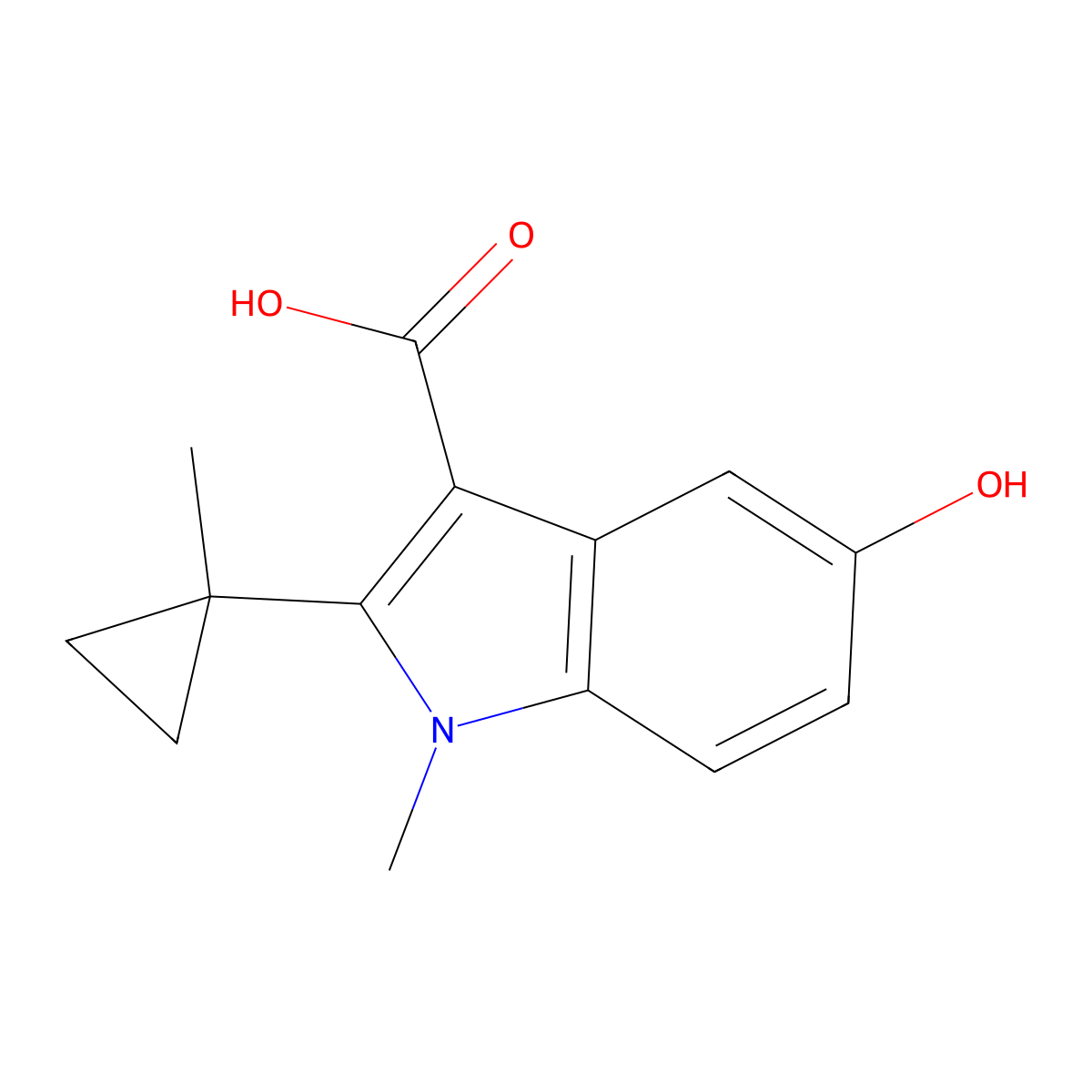 5-Hydroxy-1-methyl-2-(1-methylcyclopropyl)-1H-indole-3-carboxylic acid molecular structure, CAS 2059999-32-3