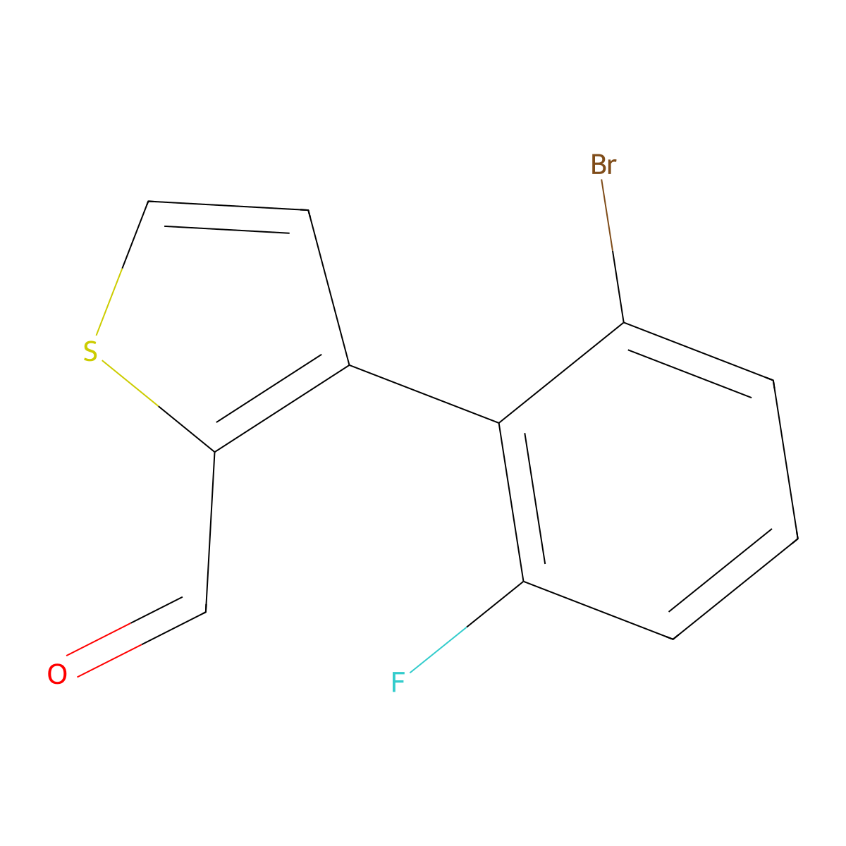 3-(2-Bromo-6-fluorophenyl)thiophene-2-carbaldehyde molecular structure, CAS 2059999-35-6