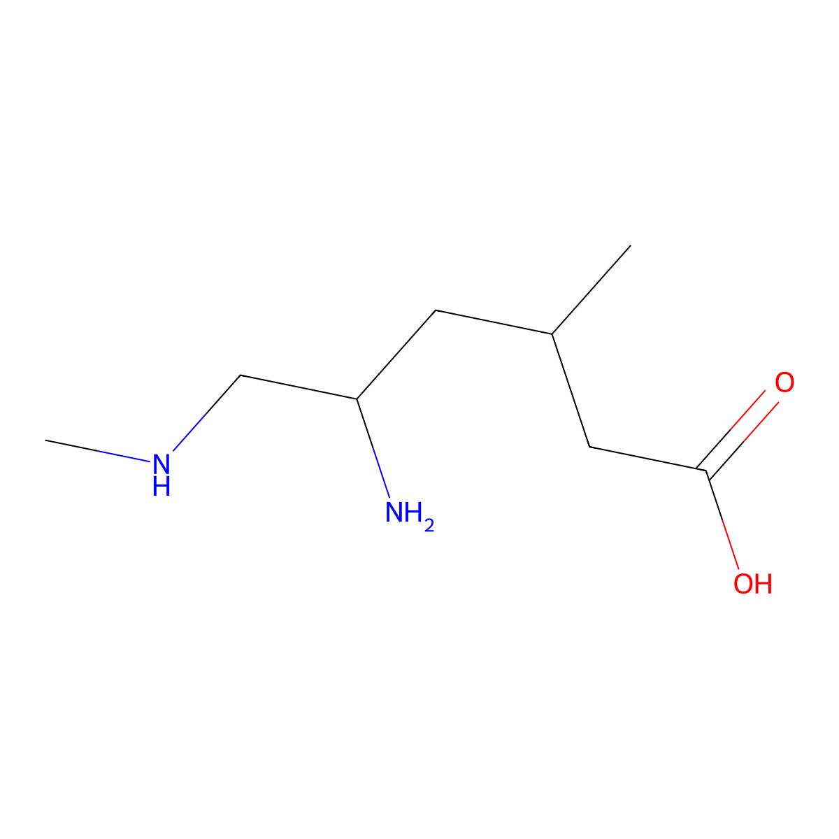 5-Amino-3-methyl-6-(methylamino)hexanoic acid molecular structure, CAS 2059999-37-8