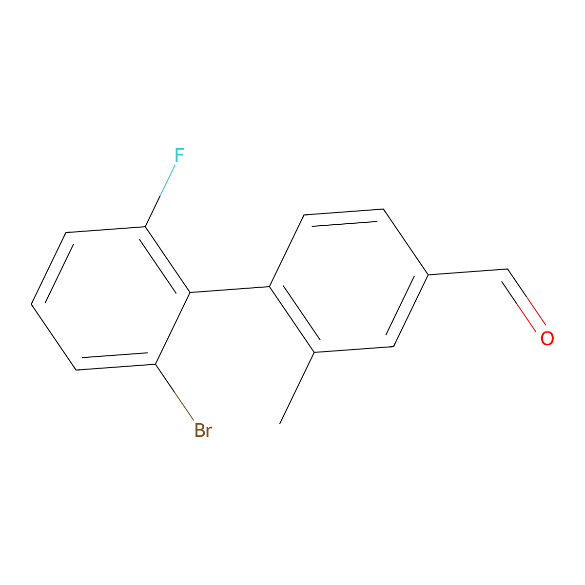 4-(2-Bromo-6-fluorophenyl)-3-methylbenzaldehyde molecular structure, CAS 2059999-39-0