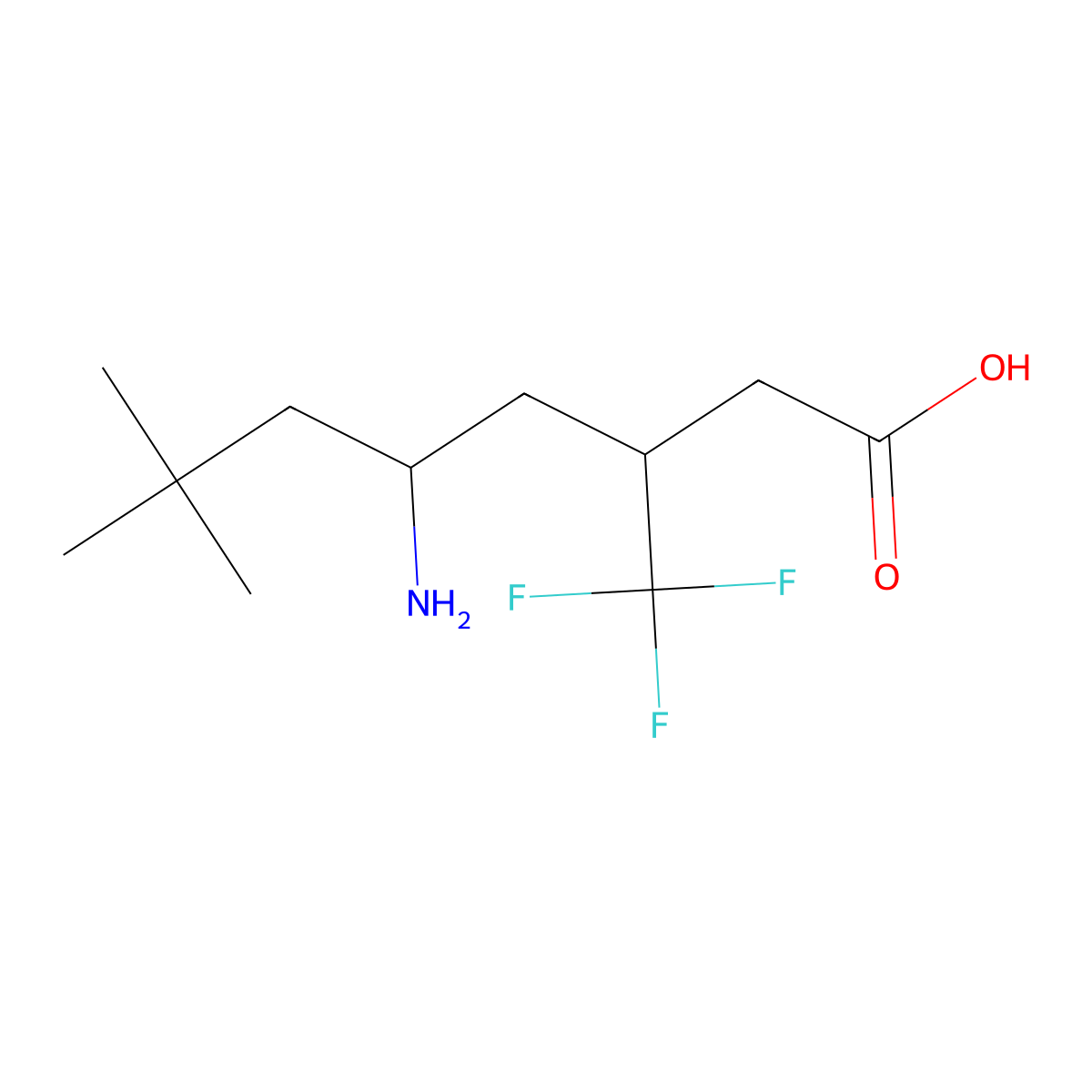 5-Amino-7,7-dimethyl-3-(trifluoromethyl)octanoic acid molecular structure, CAS 2059999-42-5