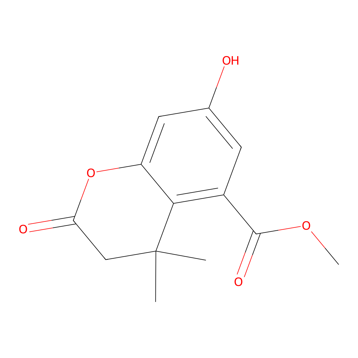 Methyl 7-hydroxy-4,4-dimethyl-2-oxo-3,4-dihydro-2H-1-benzopyran-5-carboxylate molecular structure, CAS 2059999-48-1