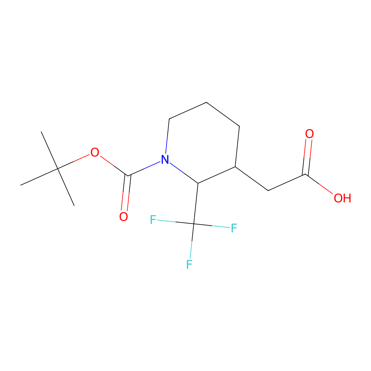 2-{1-[(Tert-butoxy)carbonyl]-2-(trifluoromethyl)piperidin-3-yl}acetic acid molecular structure, CAS 2059999-52-7