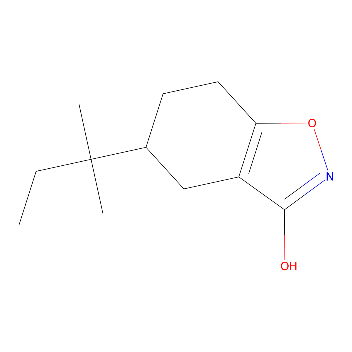5-(2-Methylbutan-2-yl)-4,5,6,7-tetrahydro-1,2-benzoxazol-3-ol molecular structure, CAS 2059999-53-8