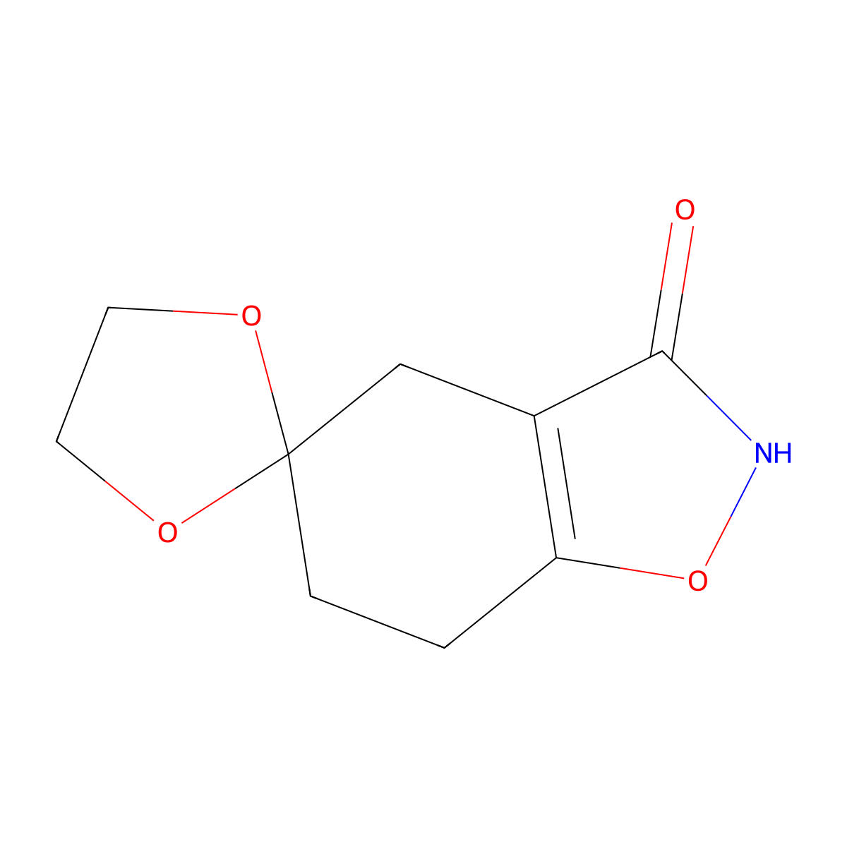 6,7-Dihydro-4H-spiro[1,2-benzoxazole-5,2'-[1,3]dioxolane]-3-ol molecular structure, CAS 2059999-56-1