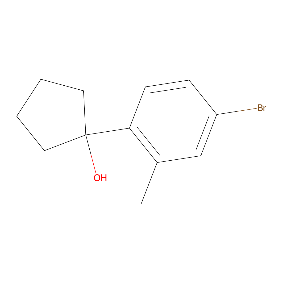 1-(4-Bromo-2-methylphenyl)cyclopentan-1-ol molecular structure, CAS 2059999-58-3