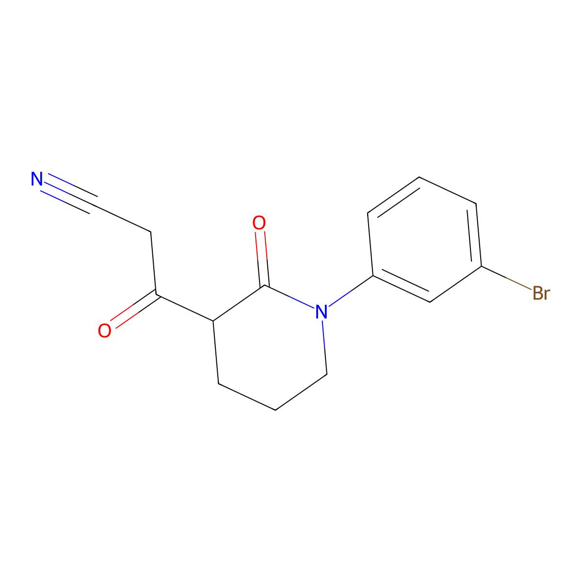 3-[1-(3-Bromophenyl)-2-oxopiperidin-3-yl]-3-oxopropanenitrile molecular structure, CAS 2059999-61-8