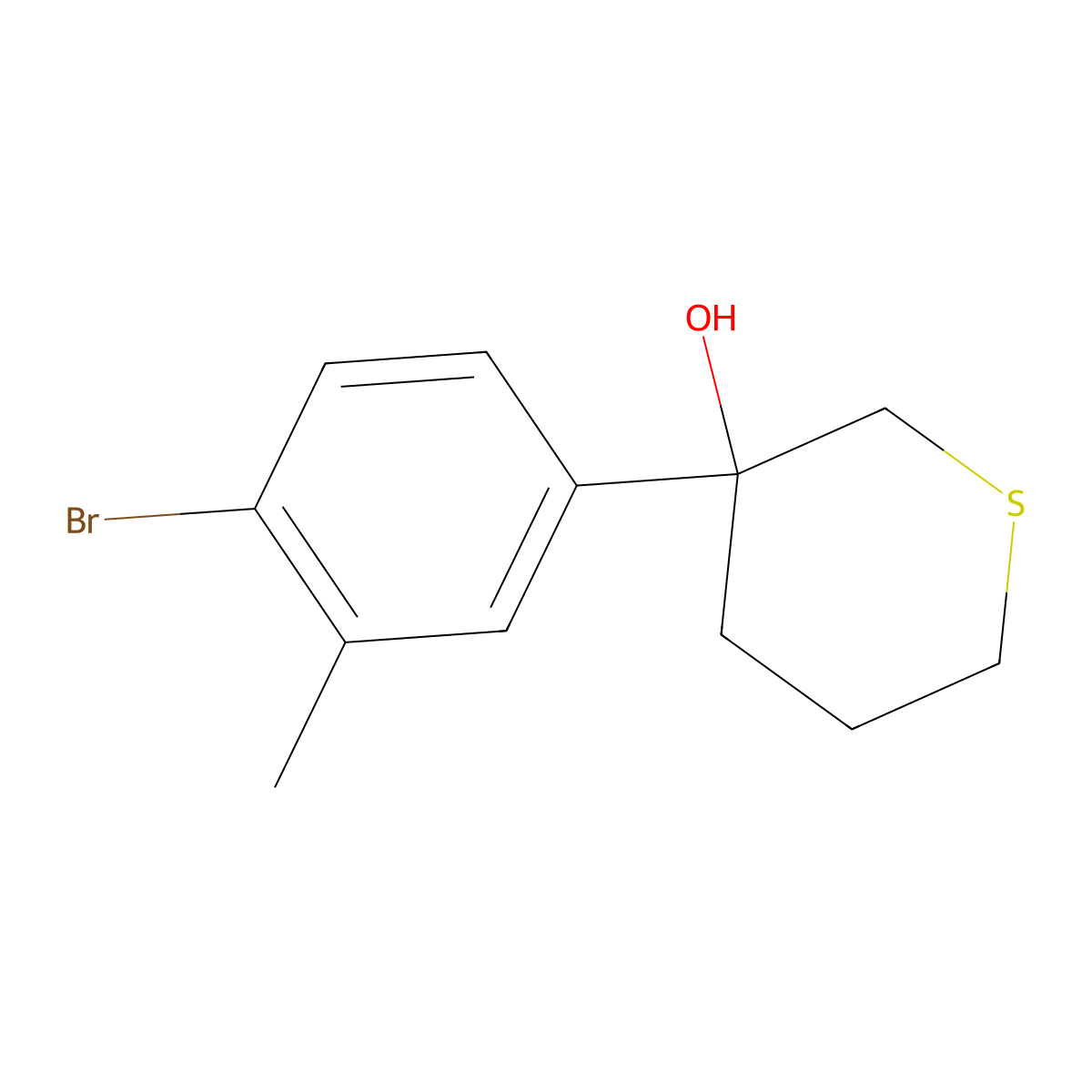 3-(4-Bromo-3-methylphenyl)thian-3-ol molecular structure, CAS 2059999-62-9