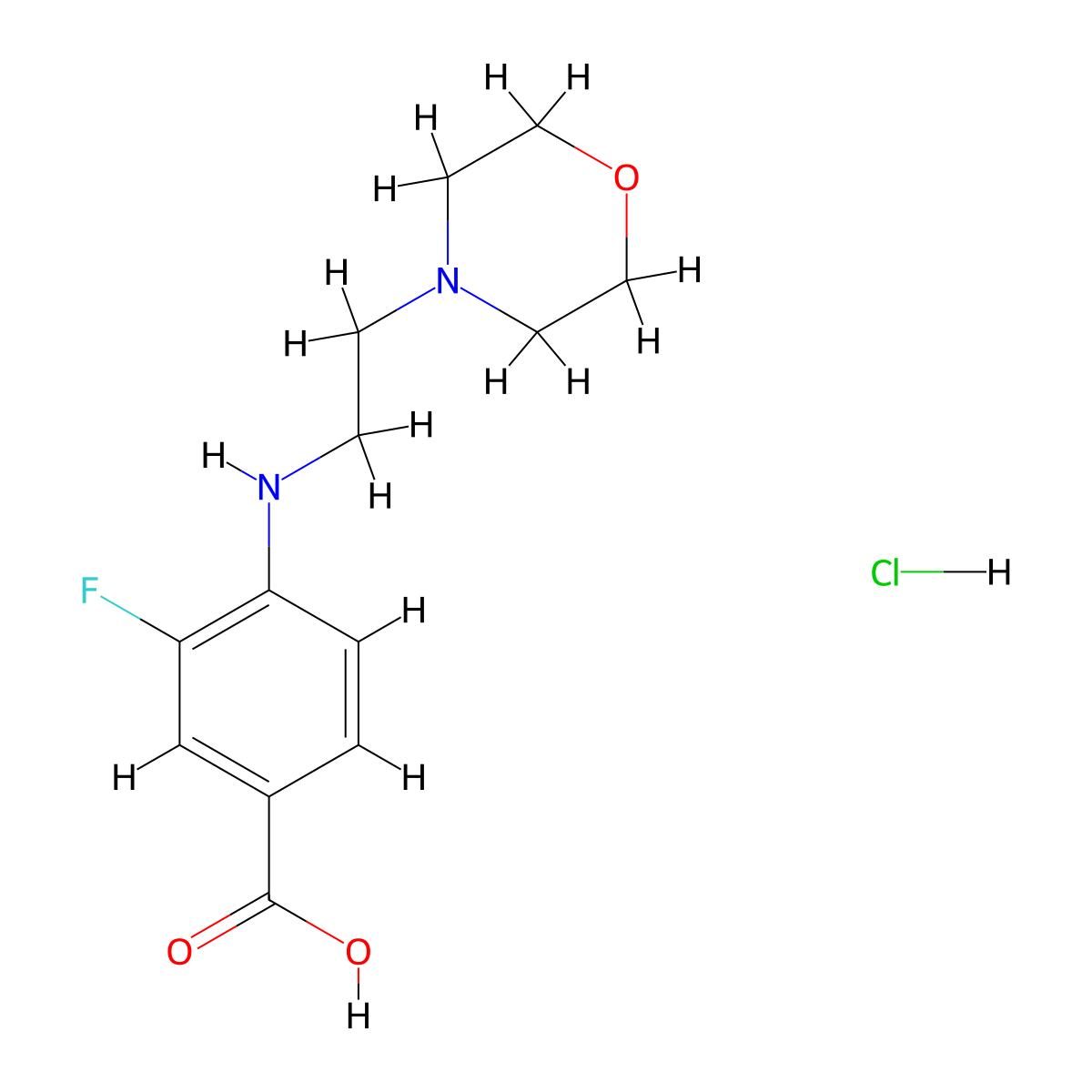 3-Fluoro-4-{[2-(morpholin-4-YL)ethyl]amino}benzoic acid hydrochloride molecular structure, CAS 2059999-67-4