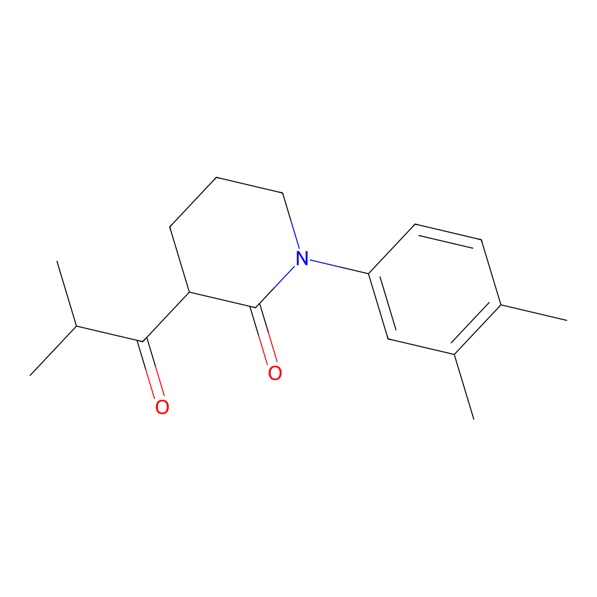 1-(3,4-Dimethylphenyl)-3-(2-methylpropanoyl)piperidin-2-one molecular structure, CAS 2059999-71-0