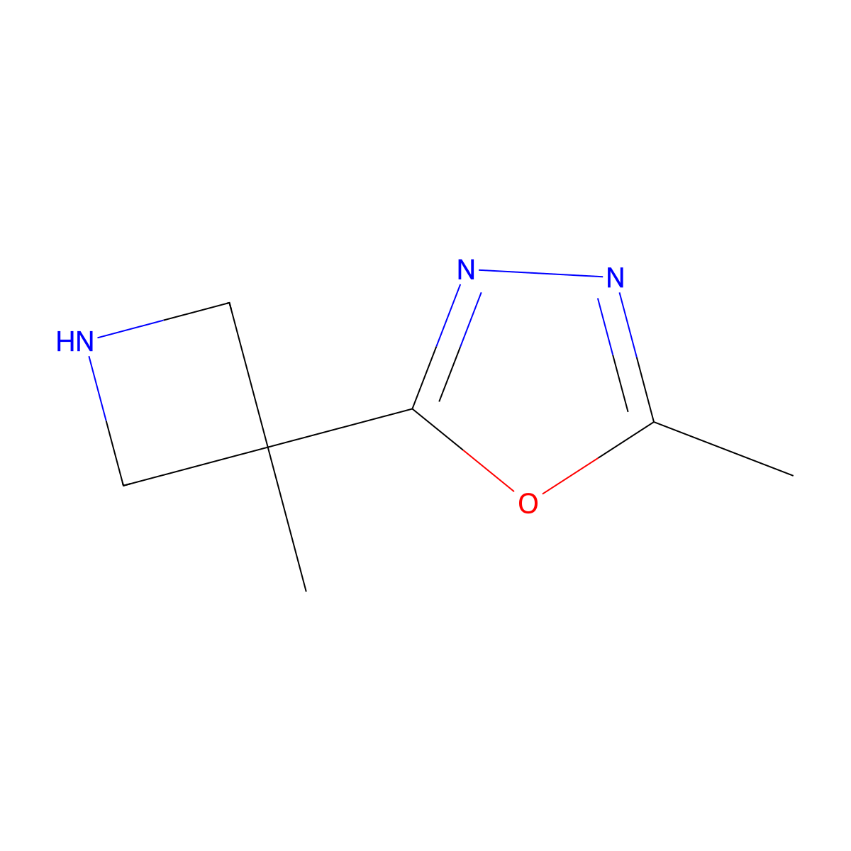 2-Methyl-5-(3-methylazetidin-3-yl)-1,3,4-oxadiazole molecular structure, CAS 2059999-74-3
