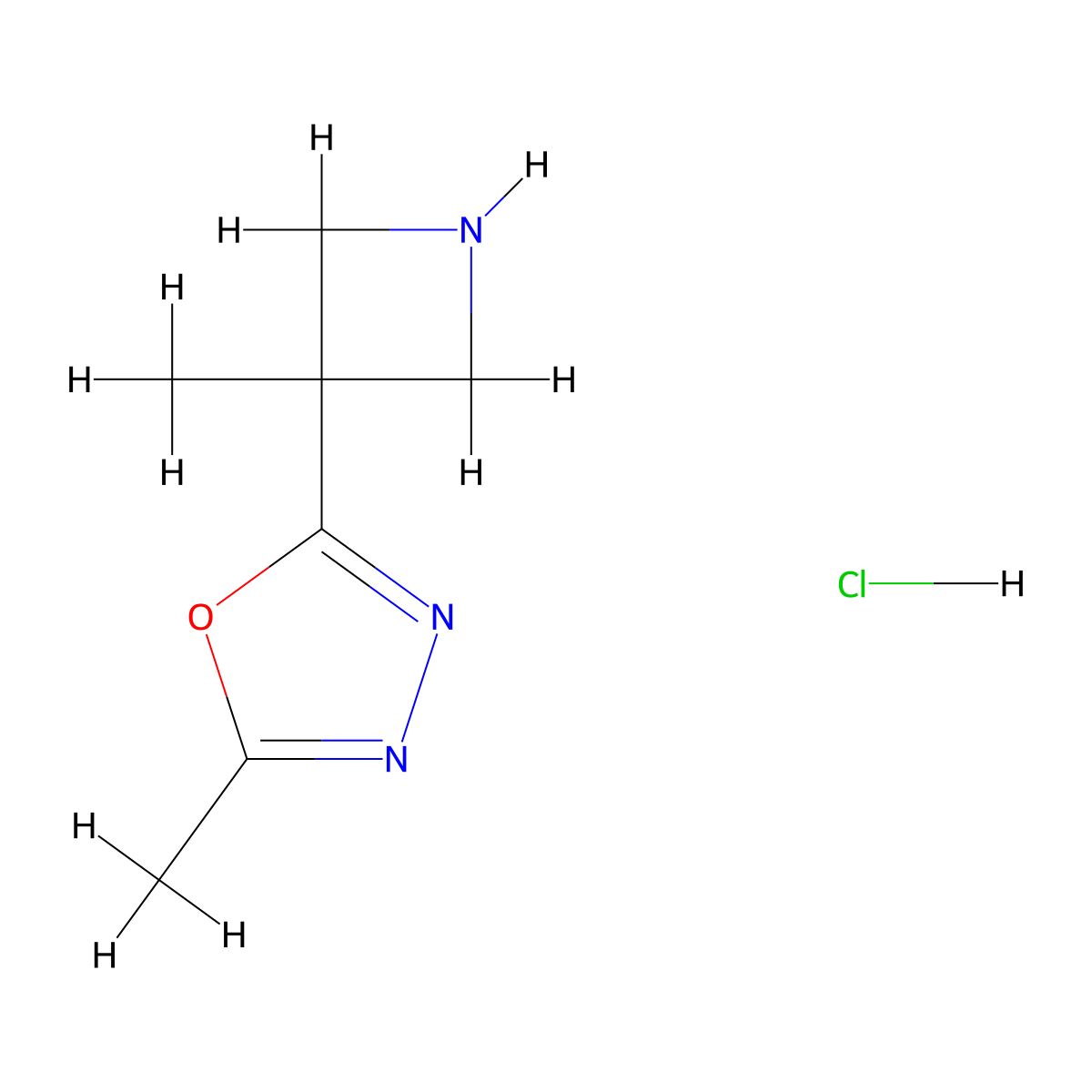 2-Methyl-5-(3-methylazetidin-3-yl)-1,3,4-oxadiazole hydrochloride molecular structure, CAS 2059999-75-4