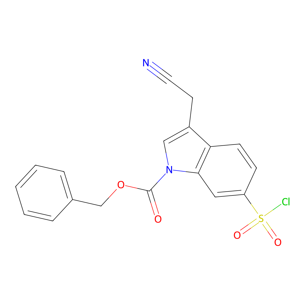Benzyl 6-(chlorosulfonyl)-3-(cyanomethyl)-1H-indole-1-carboxylate molecular structure, CAS 2059999-80-1