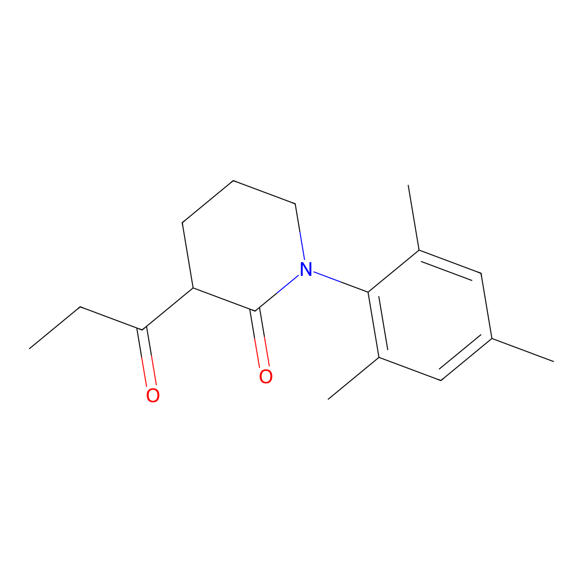 3-Propanoyl-1-(2,4,6-trimethylphenyl)piperidin-2-one molecular structure, CAS 2059999-81-2