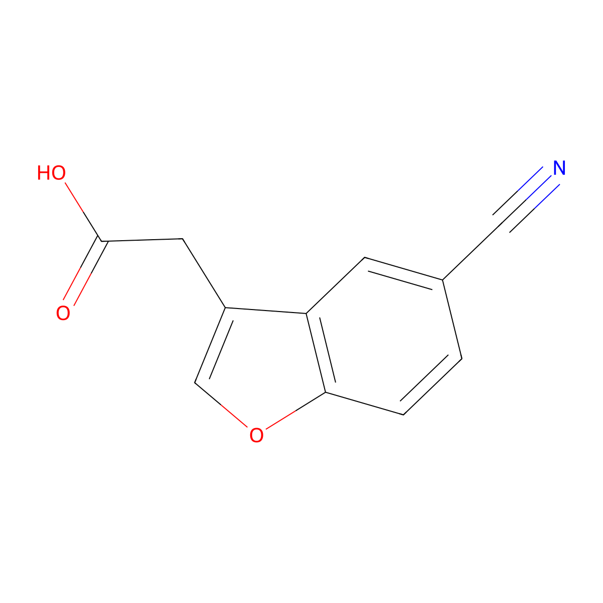 2-(5-Cyano-1-benzofuran-3-yl)acetic acid molecular structure, CAS 2059999-88-9