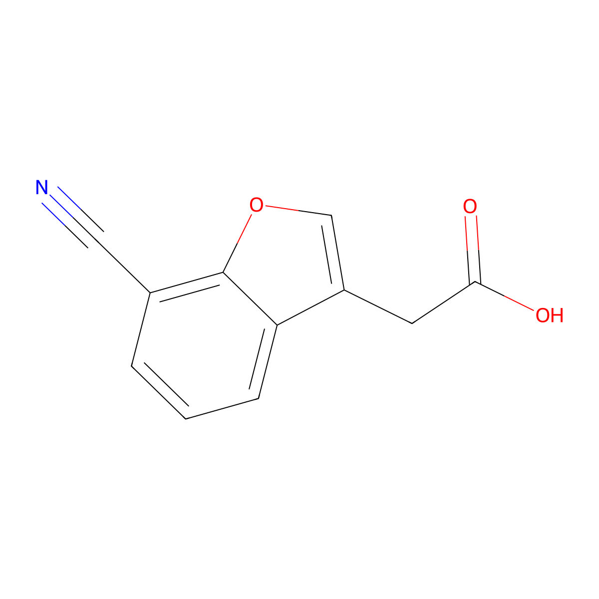 2-(7-Cyano-1-benzofuran-3-yl)acetic acid molecular structure, CAS 2059999-90-3