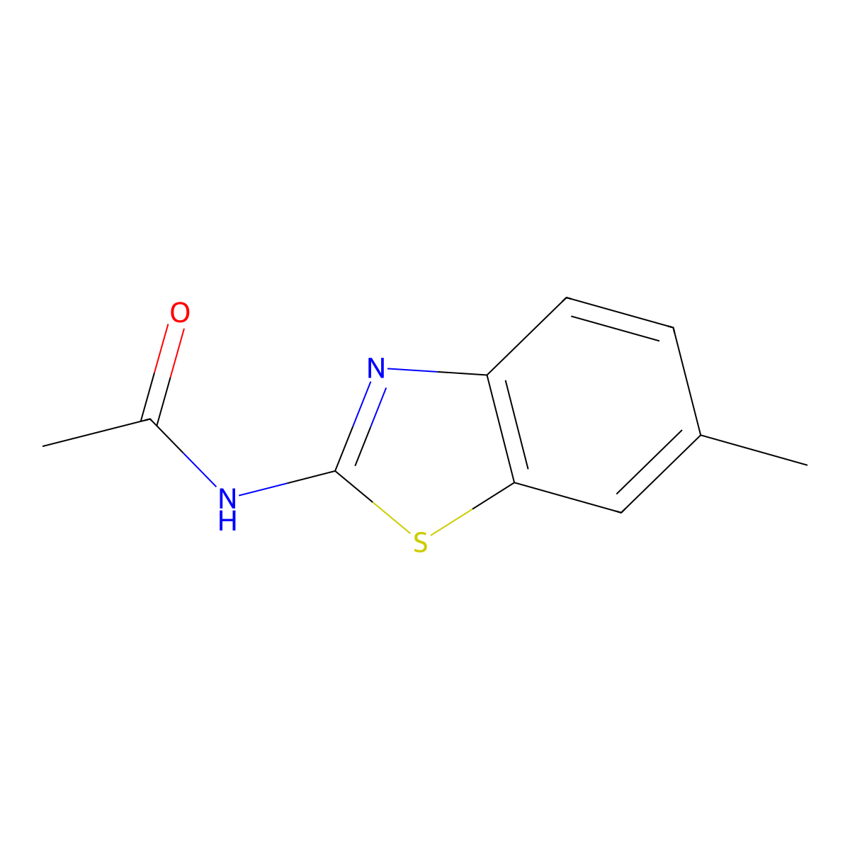 N-(6-methyl-1,3-benzothiazol-2-yl)acetamide molecular structure, CAS 20600-51-5