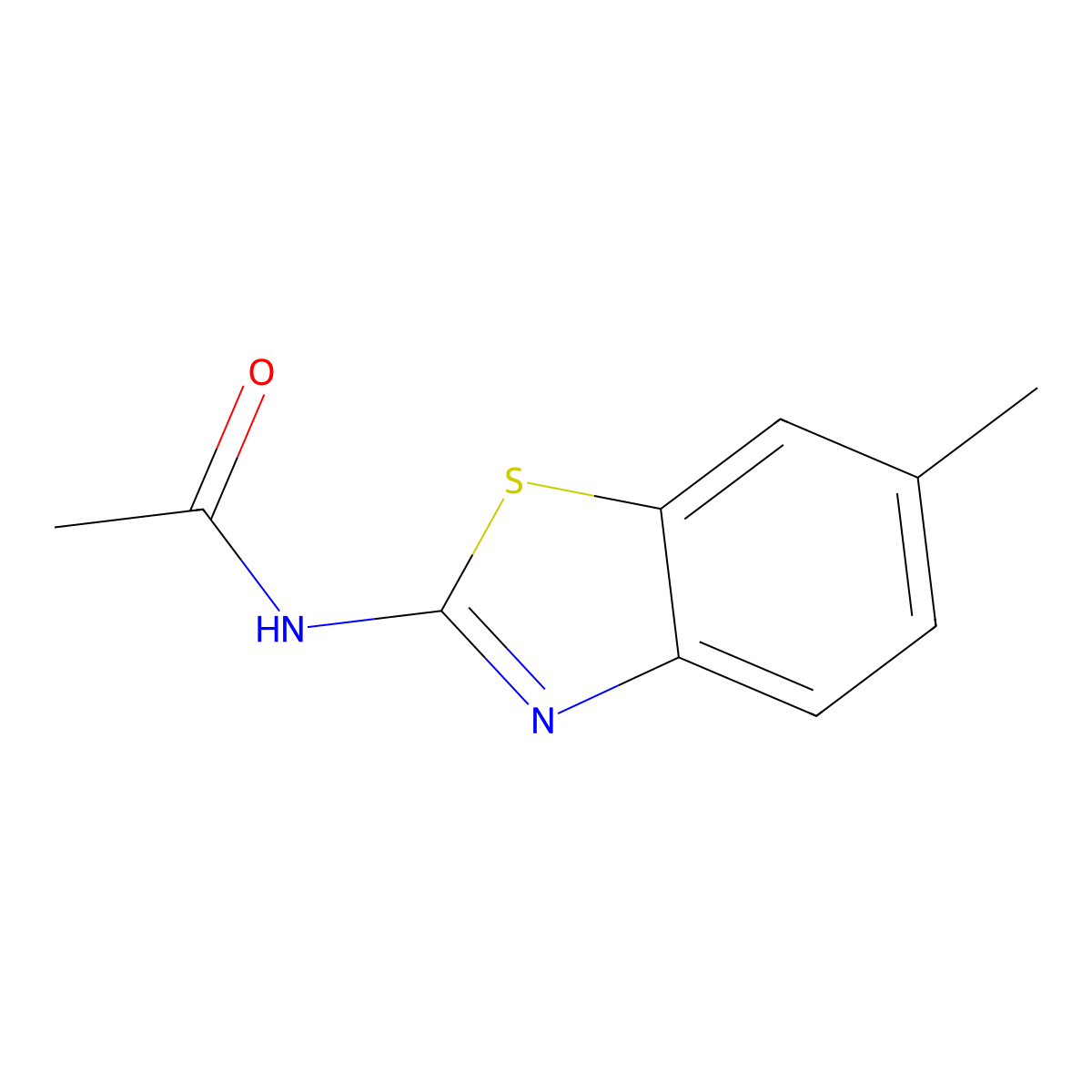 N-(6-methyl-1,3-benzothiazol-2-yl)acetamide molecular structure, CAS 20600-51-5