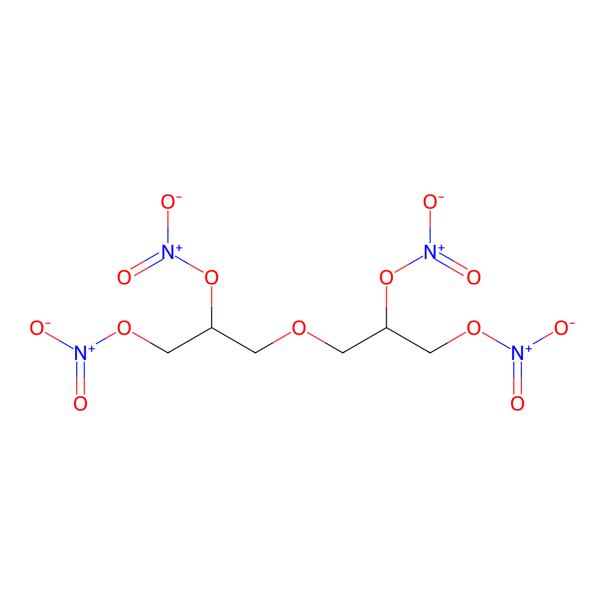 Diglycerol tetranitrate molecular structure, CAS 20600-96-8