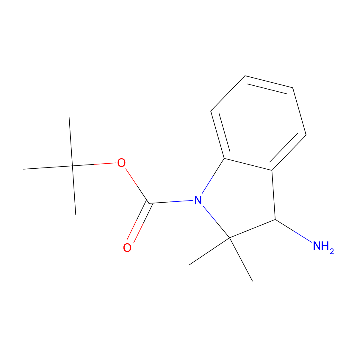 tert-butyl 3-amino-2,2-dimethyl-2,3-dihydro-1H-indole-1-carboxylate molecular structure, CAS 2060000-01-1