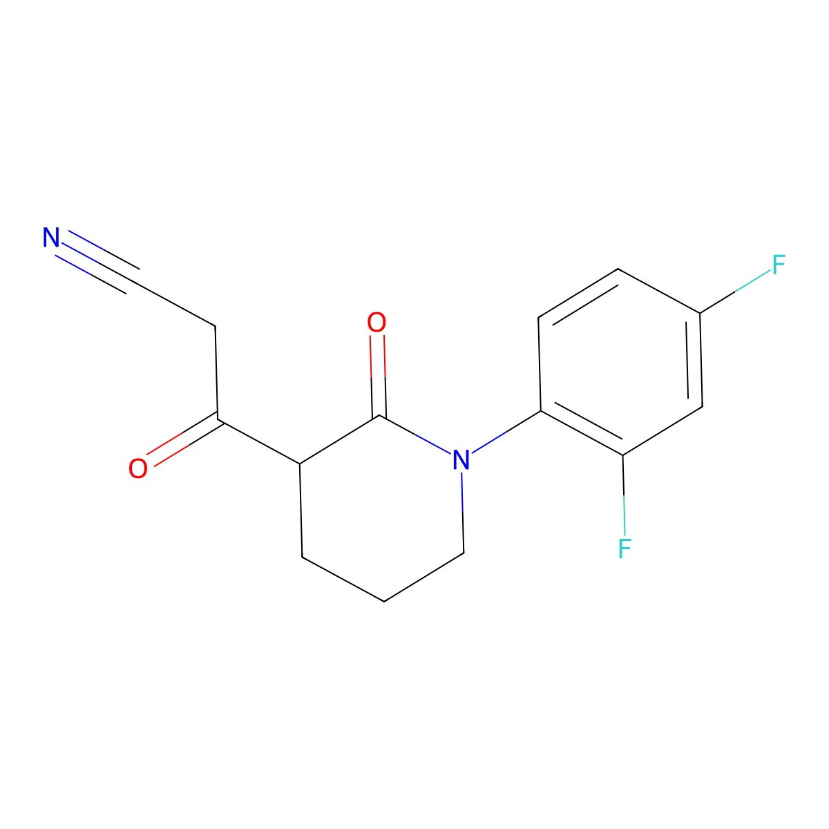 3-[1-(2,4-Difluorophenyl)-2-oxopiperidin-3-yl]-3-oxopropanenitrile molecular structure, CAS 2060000-05-5