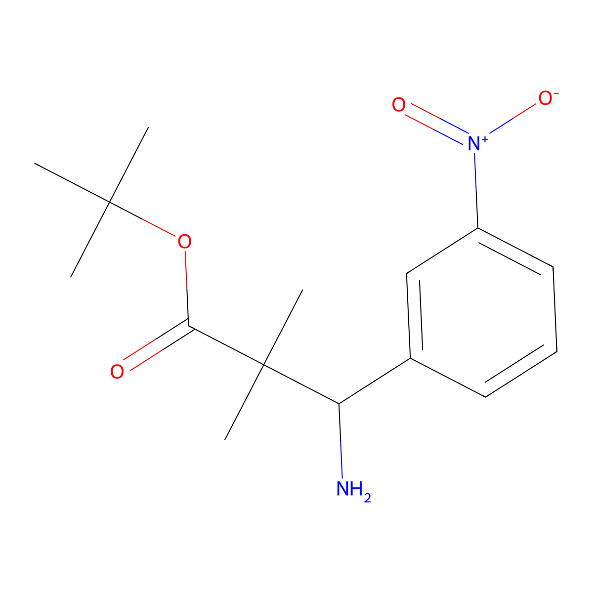 tert-Butyl 3-amino-2,2-dimethyl-3-(3-nitrophenyl)propanoate molecular structure, CAS 2060000-10-2