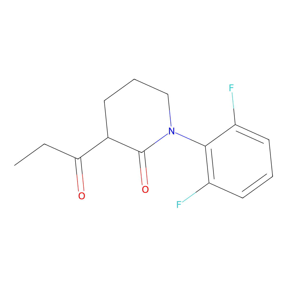 1-(2,6-Difluorophenyl)-3-propanoylpiperidin-2-one molecular structure, CAS 2060000-12-4