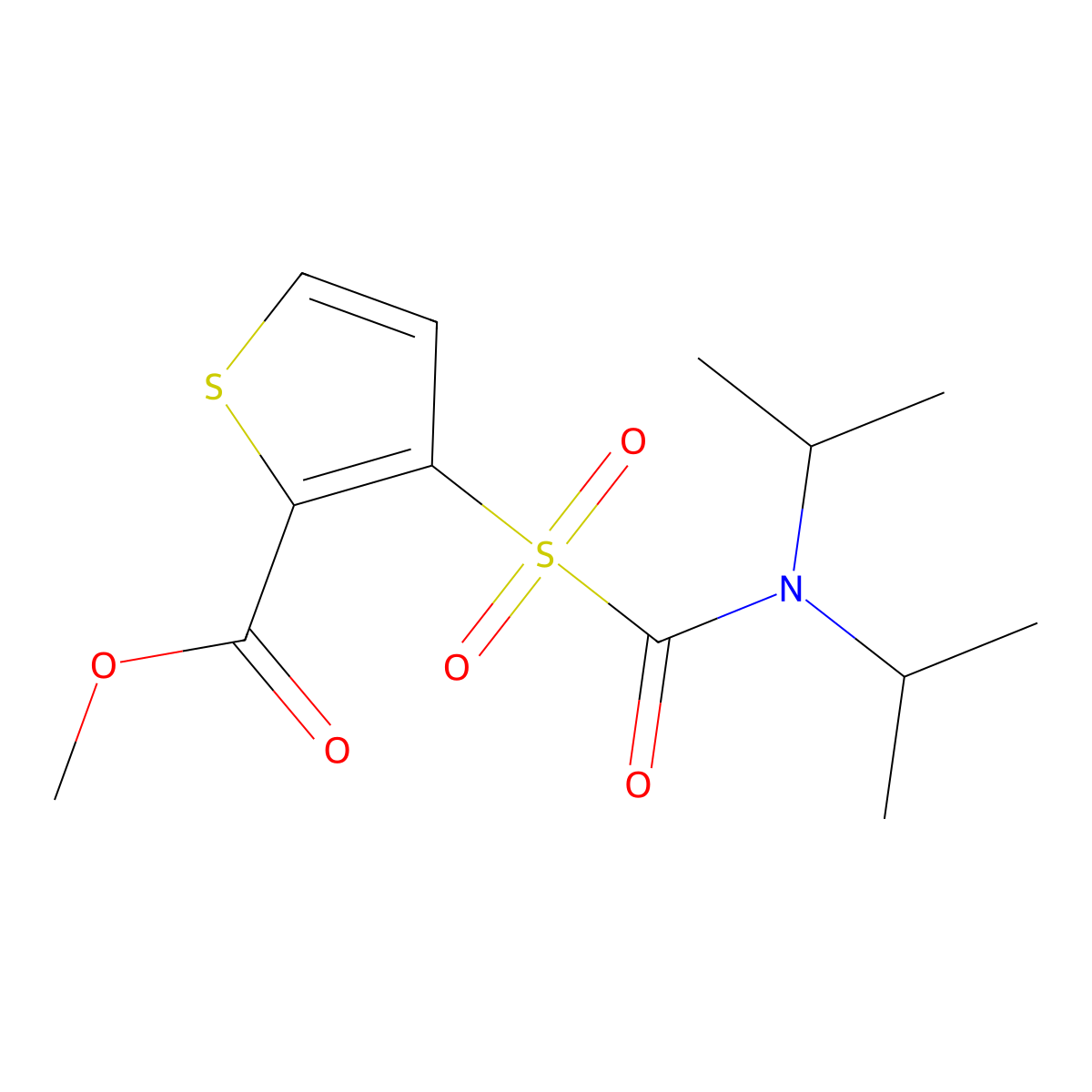Methyl 3-{[bis(propan-2-yl)carbamoyl]sulfonyl}thiophene-2-carboxylate molecular structure, CAS 2060000-18-0
