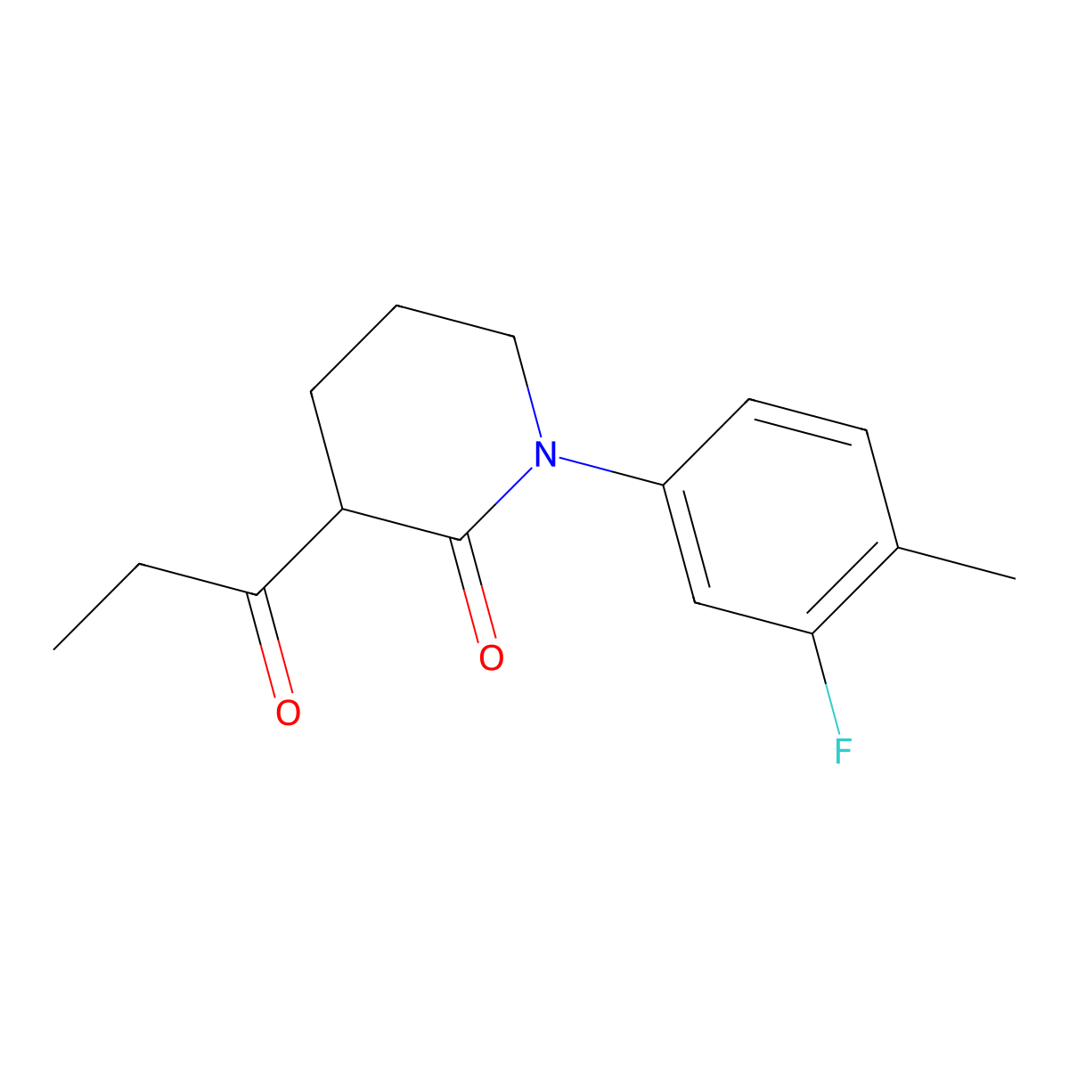 1-(3-Fluoro-4-methylphenyl)-3-propanoylpiperidin-2-one molecular structure, CAS 2060000-19-1