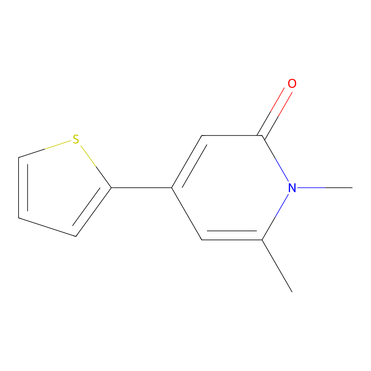 1,6-Dimethyl-4-(thiophen-2-yl)-1,2-dihydropyridin-2-one molecular structure, CAS 2060000-25-9