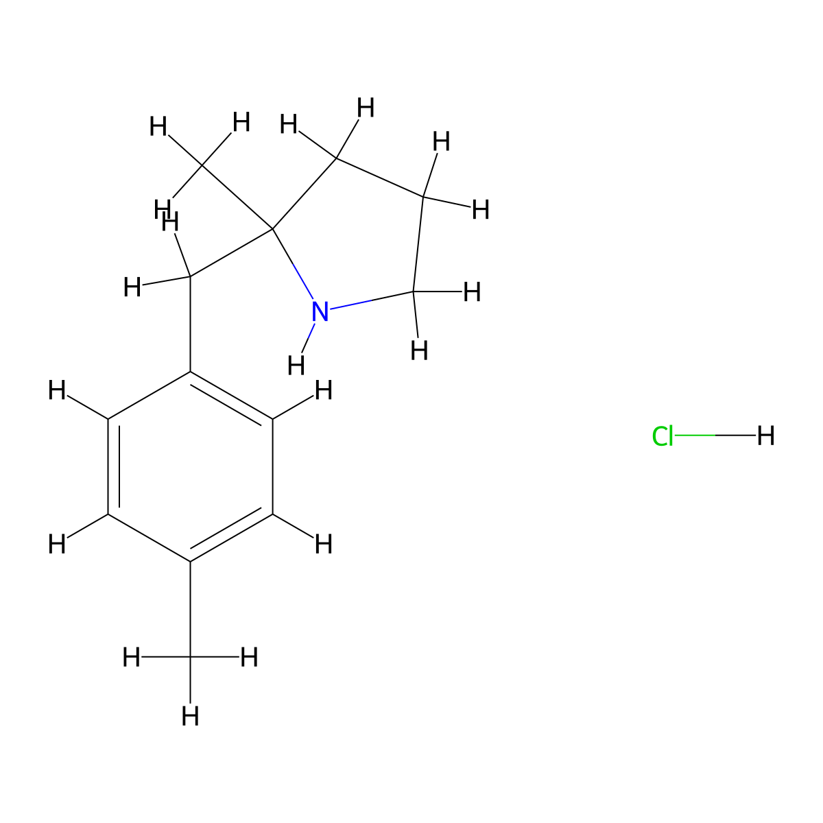 2-Methyl-2-[(4-methylphenyl)methyl]pyrrolidine hydrochloride molecular structure, CAS 2060000-33-9