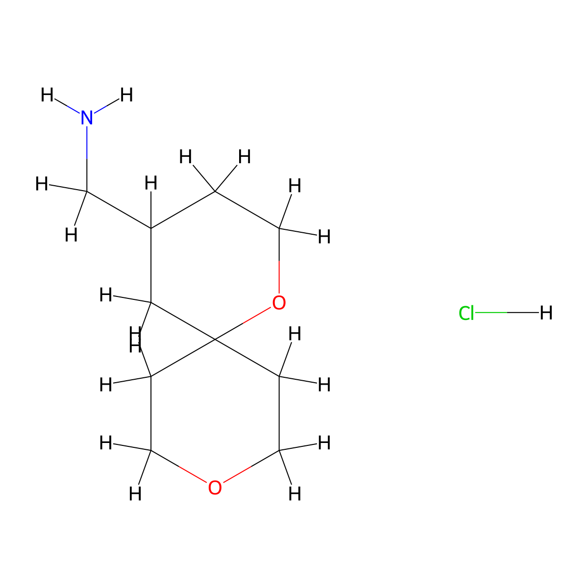 {1,9-Dioxaspiro[5.5]undecan-4-yl}methanamine hydrochloride molecular structure, CAS 2060000-35-1