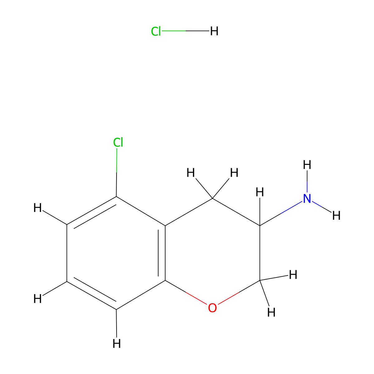 5-Chloro-3,4-dihydro-2H-1-benzopyran-3-amine hydrochloride molecular structure, CAS 2060000-36-2