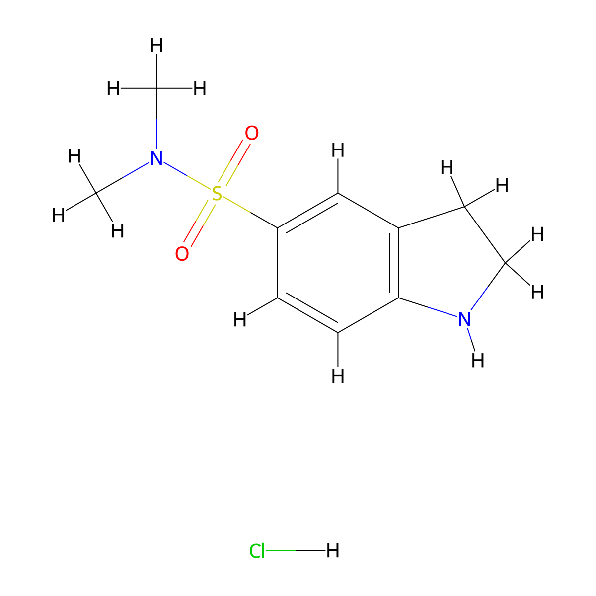 N,N-dimethyl-2,3-dihydro-1H-indole-5-sulfonamide hydrochloride molecular structure, CAS 2060000-37-3