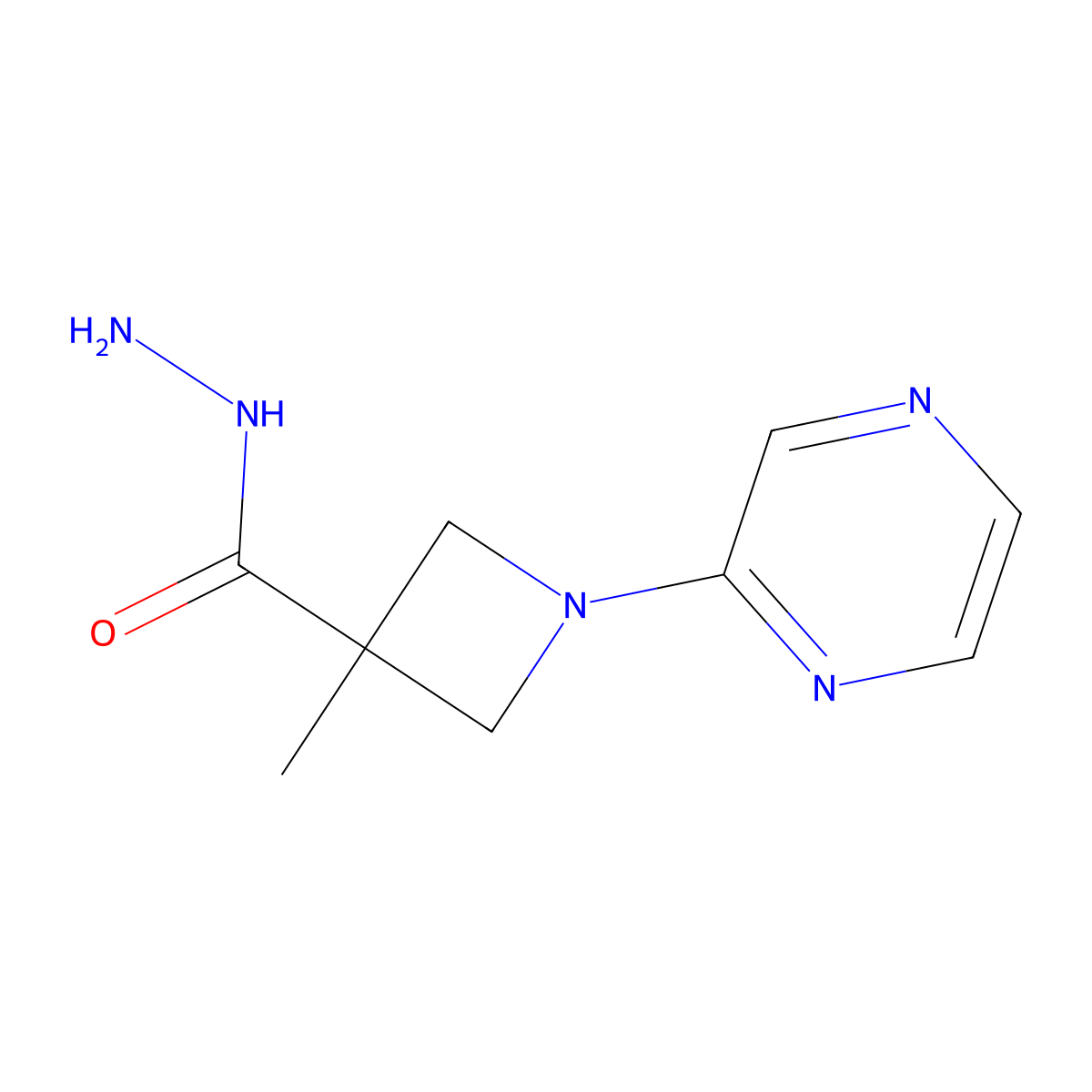 3-Methyl-1-(pyrazin-2-yl)azetidine-3-carbohydrazide molecular structure, CAS 2060000-38-4