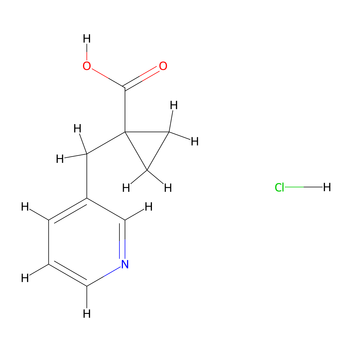 1-[(Pyridin-3-yl)methyl]cyclopropane-1-carboxylic acid hydrochloride molecular structure, CAS 2060000-47-5