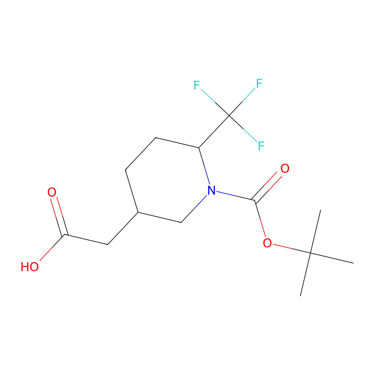 2-{1-[(Tert-butoxy)carbonyl]-6-(trifluoromethyl)piperidin-3-yl}acetic acid molecular structure, CAS 2060000-51-1